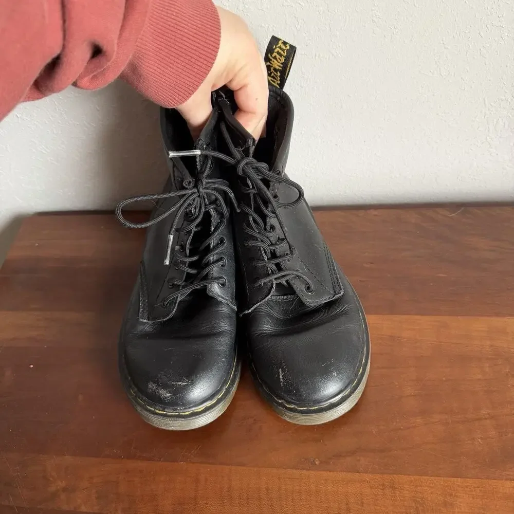 Dr. Martens Junior 1460 Boots Black Lace Up Side Zip Kids 2 Moto Grunge Classic